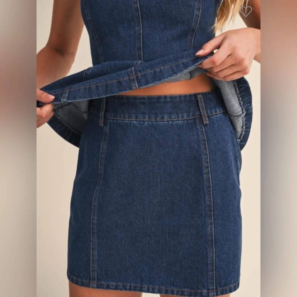 Klesis 🆕 Denim Peplum Top & Mini Skirt Set | S M L